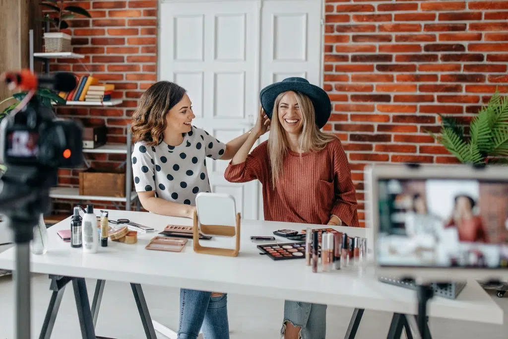 Two best friends vlogging about make up