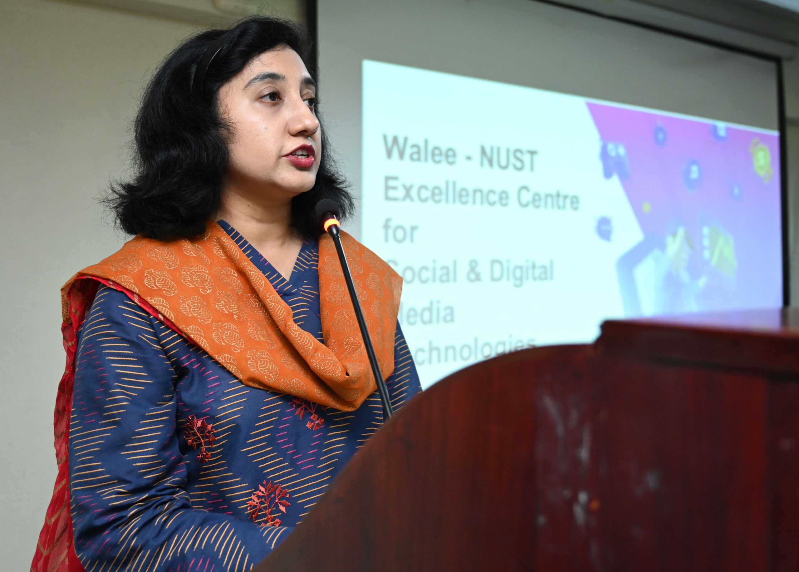 Dr. Rafia Mumtaz, Head of Software Engineering Deptartment, NUST-SEECS, leads the event with welcome remarks